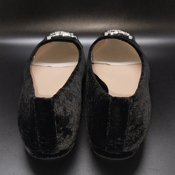 Lauren Ralph Lauren Black Velvet Flats with Silver Accent - Picture 2 of 6